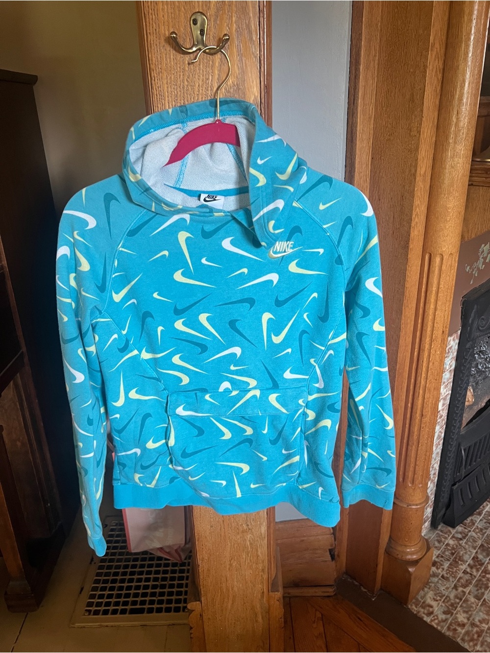 Nike Kids' Teal Logo Hoodie sweatshirt XL kids or could fit medium women